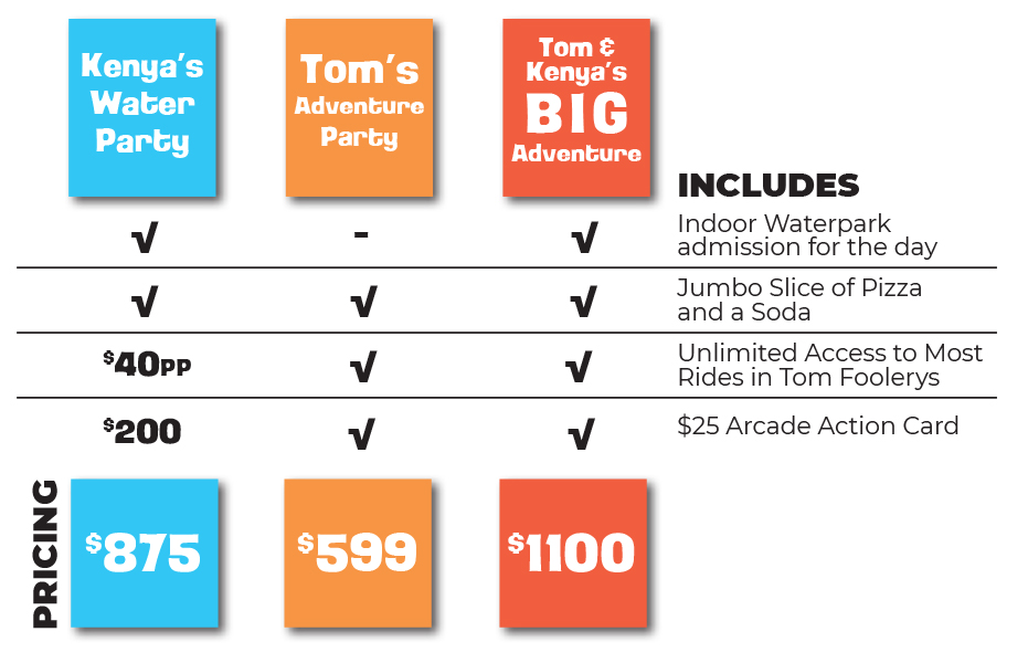 Texas Birthday Party Pricing Options